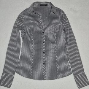 Zara Gray Striped Button-Up Shirt